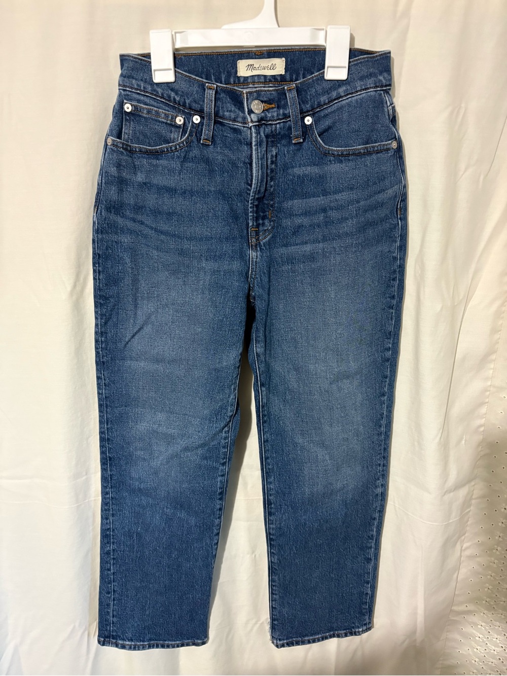 Madewell High-Rise Straight Jeans in Medium Wash Blue